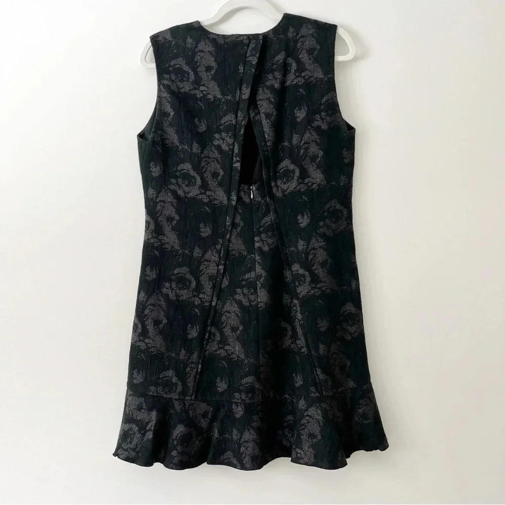 Rebecca Taylor Black  Floral Jacquard Dress Size 6 Black Tie Chic Party - Picture 7 of 7